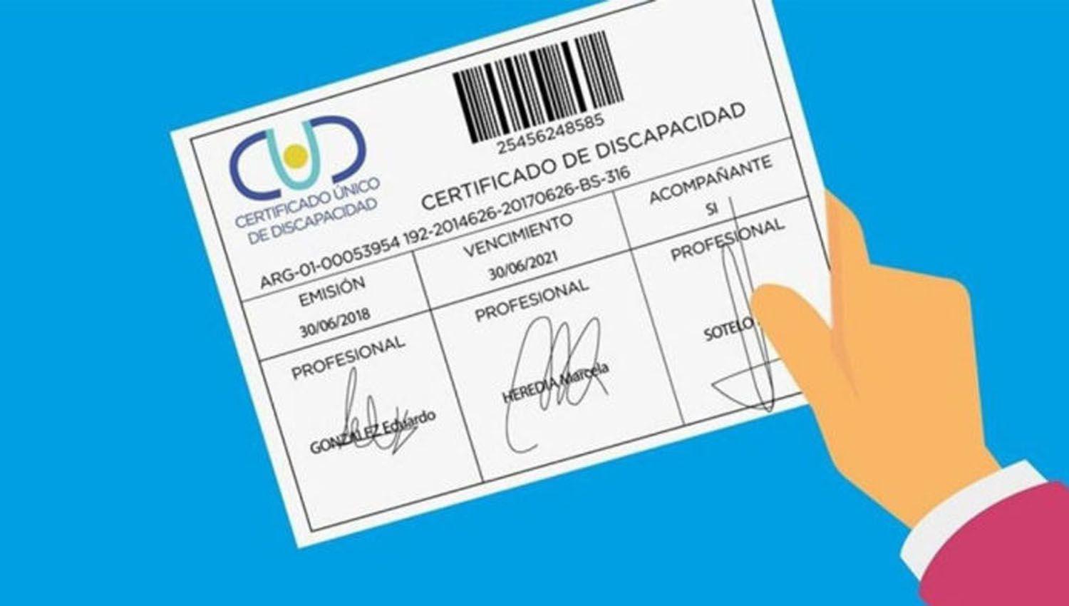 Extienden vencimiento de los certificados de discapacidad por un antildeo