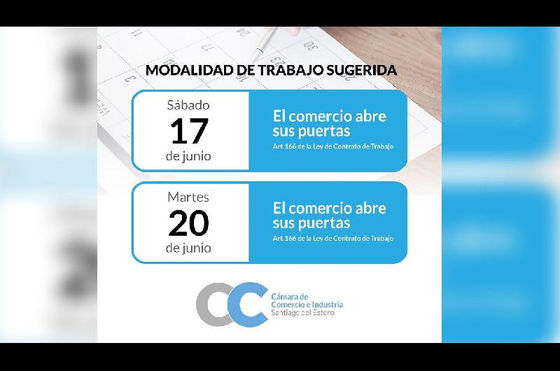 La Caacutemara de Comercio sugirioacute la modalidad de trabajo para este fin de semana extra largo