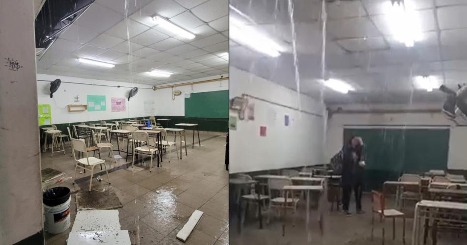 Se derrumboacute un techo en una escuela al no resistir el agua acumulada por las lluvias